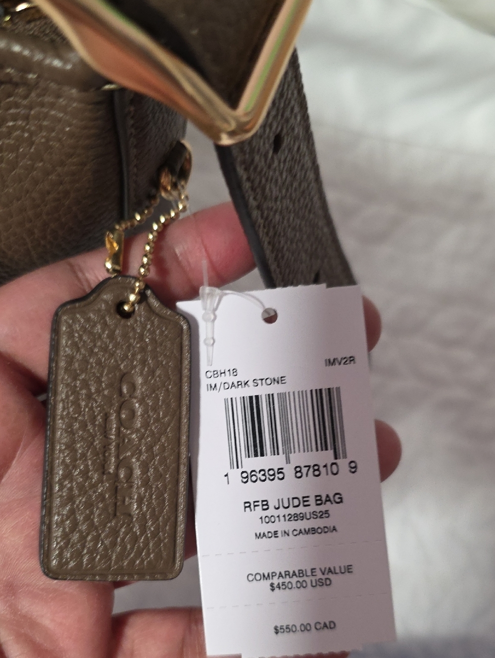 Coach Jude duffle Bag in pebble Leather,dark stone color - Picture 4 of 7